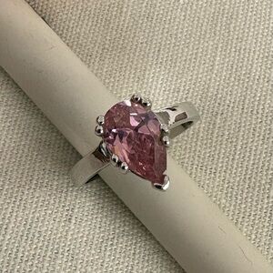 Elegant Pink Teardrop Ring